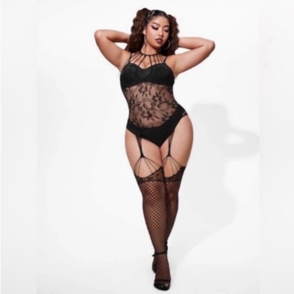 Plus Fishnet Bodystocking Lingerie - Picture 1 of 8